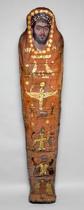 Mumia młodego mężczyzny z enkaustycznym portretem, z El-Hibeh (owinięte w płótno szczątki ludzkie z pomalowanym drewnianym panelem) autorstwa Roman Period Egyptian