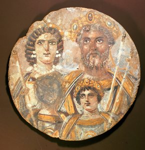 Tondo: Panel rodziny Septymiusza Sewera, ok.200 AD tempera na drewnie
