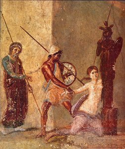 Ajax Mniejszy odciąga Cassandrę od Xoanon, I H. I w. OGŁOSZENIE autorstwa Roman Pompeian wall painting