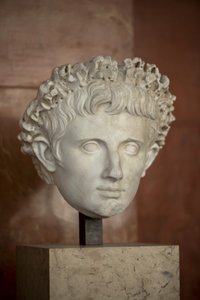 Sztuka Rzym Głowa cesarza Augusta (63 pne - 14 ne) marmur autorstwa Roman Roman