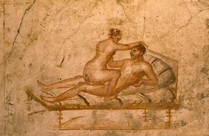 Erotyczny fresk z sześcianu Domu Vettii w Pompejach (Lista Światowego Dziedzictwa UNESCO). autorstwa Roman Roman