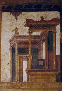 Fantastyczna architektura, fresk z oecus w Domu Vettii w Pompejach (Lista Światowego Dziedzictwa UNESCO autorstwa Roman Roman