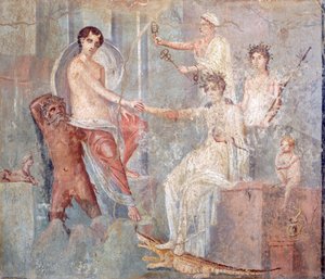 Fresk przedstawiający przybycie Io do Egiptu, Pompejów, Kampanii, cywilizacji rzymskiej autorstwa Roman Roman