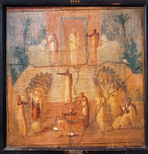 Fresk przedstawiający kult Izydy z Ercolano w prowincji Neapol we Włoszech autorstwa Roman Roman