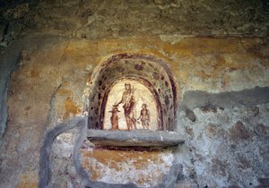 Fresk przedstawiający Lararium z Pompejów (Lista Światowego Dziedzictwa UNESCO). autorstwa Roman Roman
