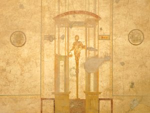 Fresk przedstawiający kariatydę, z Domu Zakochanych, Pompeje, Kampania, cywilizacja rzymska autorstwa Roman Roman