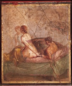 Fresk przedstawiający tematykę erotyczną, pochodzący z Pompejów we Włoszech autorstwa Roman Roman