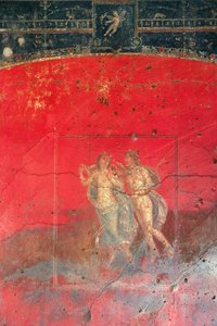 Fresk w pobliżu Domu Wettii przedstawiający dwie postacie mitologiczne, Pompeje (wpisane na Listę Światowego Dziedzictwa UNESCO autorstwa Roman Roman