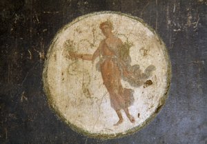 Fresk z medalionem, prawe skrzydło w Domu Vettii, Pompeje (Lista Światowego Dziedzictwa UNESCO autorstwa Roman Roman