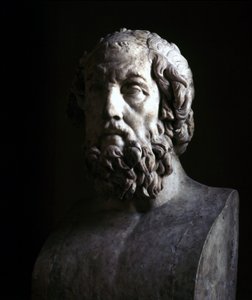 Wyimaginowany portret Ślepego Homera. Reprodukcja popiersia z okresu hellenistycznego z II wieku p.n.e. Musée du Louvre Paris autorstwa Roman Roman