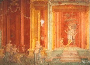 Mural przedstawiający Ifigenię w Byku, Dom Pinarius Cerialis, Pompeje, Kampania, Włochy autorstwa Roman Roman