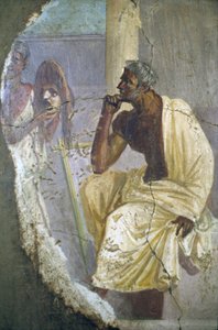Neapol, fragment fresku przedstawiający aktora z maską, z Pompejów, autorstwa Roman Roman