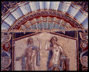 Neptun i Amfitryt. Fragment mozaiki ściennej z triclinium z casa di Nettuno e Anfitrite, V wpne-I wne autorstwa Roman Roman