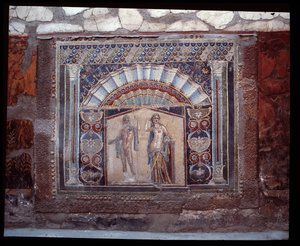 Neptun i Amfitryt. Mozaika ścienna z triclinium z Casa di Nettuno e Amphitrite, V wpne-I wne autorstwa Roman Roman