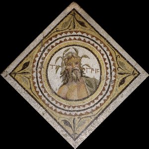 Personifikacja rzeki Tygrys, koniec II/3 wne (mozaika) autorstwa Roman Roman