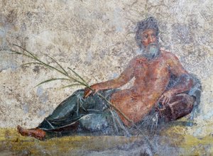 Bóg rzeki, fresk z Pompei, Kampania, Włochy, cywilizacja rzymska autorstwa Roman Roman