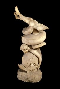 Sztuka rzymska: „” Eros na delfinie ”” Rzeźba według greckiego oryginału. Neapol, Narodowe Muzeum Archeologiczne autorstwa Roman Roman