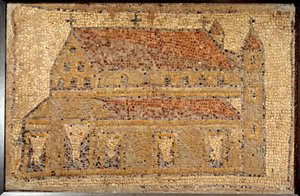 Sztuka rzymska: mozaika bazyliki przedstawiona w perspektywie, II połowa V w., Bliski Wschód - Paryż, Musee du Louvre - Sztuka rzymska: mozaika Qabr Hirama koło Tyru w Fenicji, z wczesnobizantyjskiego (paleochrześcijańskiego) kościoła poświęconego św. Chri autorstwa Roman Roman