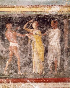 Sztuka rzymska: scena walki mężczyzny z kobietą, z fryzu sali C, Villa Farnesina (sztuka rzymska: scena walki mężczyzny z kobietą, z fryzu sali C, Villa farnesina) Rzym museo nazionale romano autorstwa Roman Roman