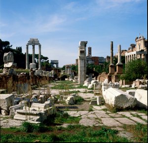 Sztuka rzymska: widok na Forum (foro romano). Rzym autorstwa Roman Roman