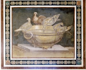Mozaika rzymska przedstawiająca 4 gołębie. autorstwa Roman Roman