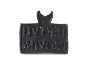 Znaczek rzymski używany do stemplowania produktów lub własności, z Cramond, Midlothian, AD 140-211 (brąz) autorstwa Roman Roman