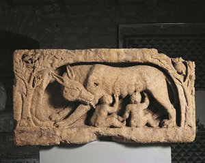 Romulus i Remus (wapień) autorstwa Roman Roman
