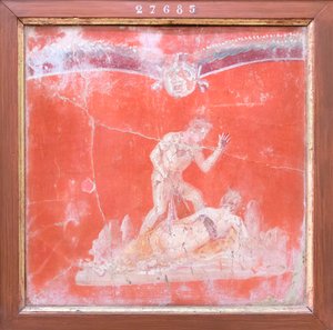 Satyr i nimfa, 50-79 n.e. (fresk) autorstwa Roman Roman