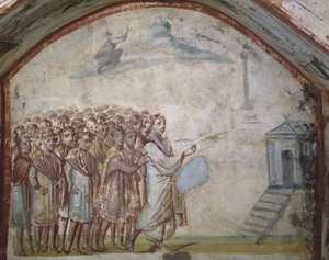 Wskrzeszenie Łazarza, katakumby Via Latina, Rzym autorstwa Roman Roman