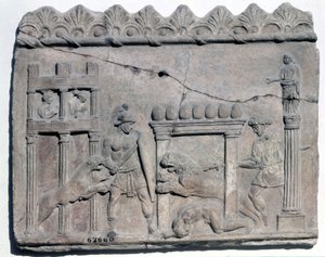 Polowanie na arenach. Dolna płaskorzeźba z epoki rzymskiej.Museo Nazionale Romano autorstwa Roman Roman