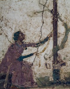 Kobieta przy świętym drzewie, fragment fresku z Pompei, Kampania, Włochy, cywilizacja rzymska autorstwa Roman Roman