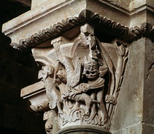 Porwanie Ganimedesa (kapitał rzeźbiony) autorstwa Romanesque
