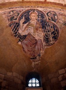 Chrystus w majestacie (w chwale). Fresk z XIII wieku, krypta Cathedrale d