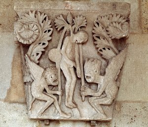 Powieszenie Judasza (kapitał rzeźbiony) autorstwa Romanesque