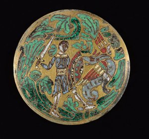 Wojownik walczący ze smokiem, ok.1170-1180 autorstwa Romanesque