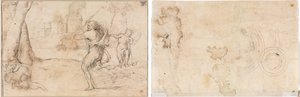 Romulus i Remus znalezione przez Faustulus (po prawej) Koncentryczne kręgi (verso) autorstwa Romanino