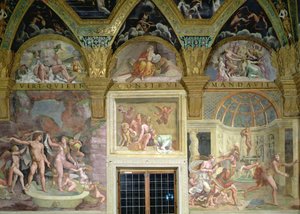 Pokój Psyche. kąpiele Wenus i Marsa; Bachus i Ariadna; Wenus i Adonis zaskoczeni Mars