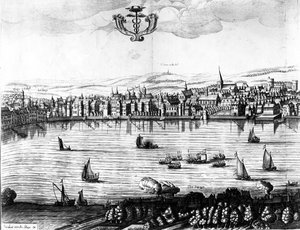 Widok na Tamizę z Southwark, 1650 autorstwa Rombout Van den Hoeye