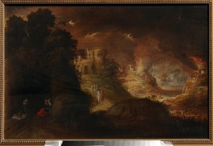 Sodoma i Gomora. Obraz Rombout van Troyen (ok. 1605-ok. 1650), olej na płótnie. sztuka holenderska autorstwa Rombout van Troyen