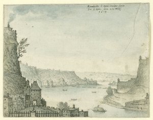 Widok na miasto nad rzeką autorstwa Rombout van den Houte
