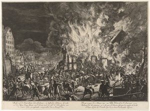Pożar na liniach Admiralicji, 1673 Pożar starych Lijnbaans Admiralicji i przyległych budynków (…) miał miejsce 12 stycznia 1673 / Feu qui se prit le 12 stycznia 1673, auxvielles Corderies de l