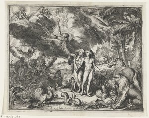 Adam i Ewa w raju autorstwa Romeyn de Hooghe