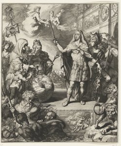 Alegoryczny portret Karola II z Hiszpanii autorstwa Romeyn de Hooghe
