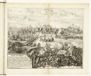 Beleg en inname van Grave, 1586 Nagranie (tytuł na obiekcie) Wojny Flandrii (tytuł serii) autorstwa Romeyn de Hooghe