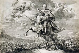 Gloryfikacja Jana III Sobieskiego (1629-96) w bitwie pod Chocimiem, 1674 r. autorstwa Romeyn de Hooghe