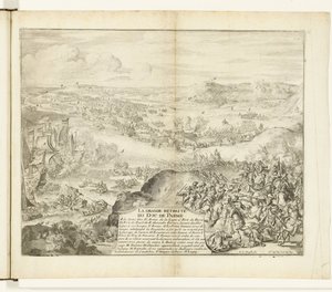 Odwrót Armii Księcia Parmy, 1592 La grande rekolekcje du duc de Parme (tytuł na obiekcie) Guerres de Flandres (tytuł serii) autorstwa Romeyn de Hooghe