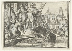 Strona tytułowa broszury: Ogolona nadzieja, 1702 Ogolona nadzieja (tytuł na obiekcie) Esopus w Europie (tytuł serii) autorstwa Romeyn de Hooghe