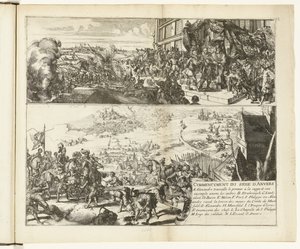Dwa przedstawienia oblężenia Antwerpii przez księcia Parmy, 1584-1585 Commencement du siege d
