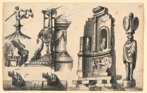 Detale architektoniczne w stylu klasycznym i pseudoklasycznym autorstwa Romolo Achille Liverani