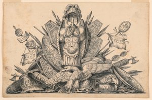 Rysunek, trofeum broni przeznaczone do wykonania w malarstwie, 1830-1850 autorstwa Romolo Achille Liverani